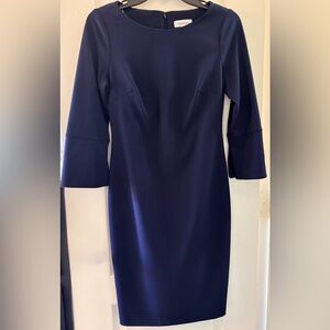 Calvin Klein Dark Navy Long Sleeve Sheath Dress